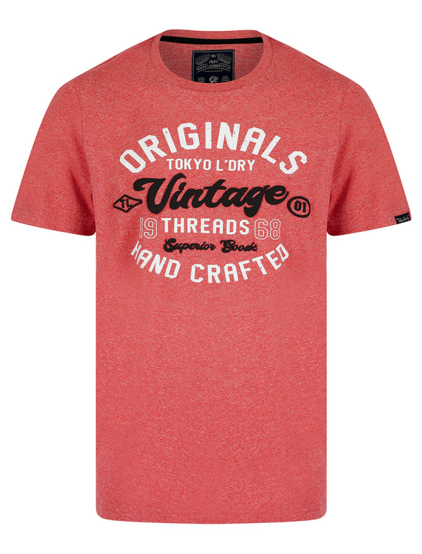 Enter Motif Cotton Jersey Grindle T-Shirt in Light Red - Tokyo Laundry