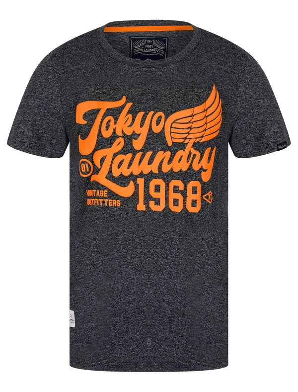 Rocket Motif Cotton Jersey Grindle T-Shirt in Dark Grey - Tokyo Laundry
