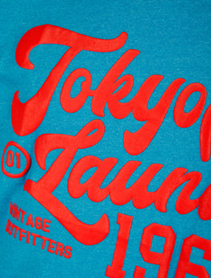 Rocket Motif Cotton Jersey Grindle T-Shirt in Sea - Tokyo Laundry