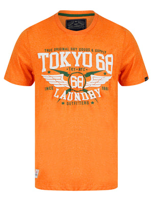 Boxed Motif Cotton Jersey Grindle T-Shirt in Orange - Tokyo Laundry