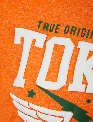 Boxed Motif Cotton Jersey Grindle T-Shirt in Orange - Tokyo Laundry