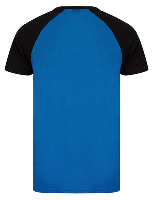 Catalyst Baseball Style Raglan Sleeve Crew Neck T-Shirt in Mid Blue Marl - Tokyo Laundry
