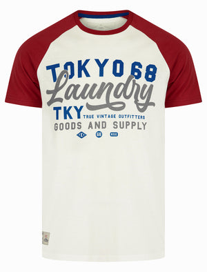 Catalyst Baseball Style Raglan Sleeve Crew Neck T-Shirt in Snow White - Tokyo Laundry