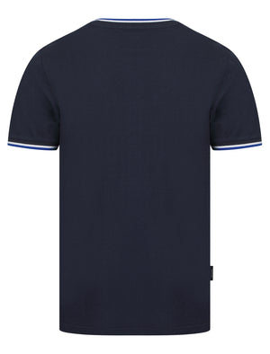 Westmoor Cotton Jersey Crew Neck Ringer T-Shirt in Sky Captain Navy - Kensington Eastside