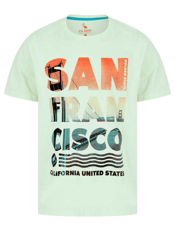 San Bridge Motif Cotton Jersey T-Shirt in Hint Of Mint - South Shore