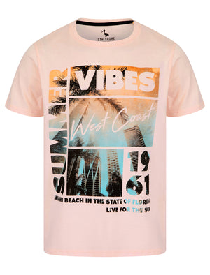 West Coast Vibes Motif Cotton Jersey T-Shirt in Barely Pink - South Shore