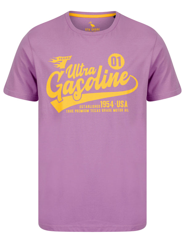 Texas Gasoline Motif Cotton Jersey T-Shirt in African Violet - South Shore