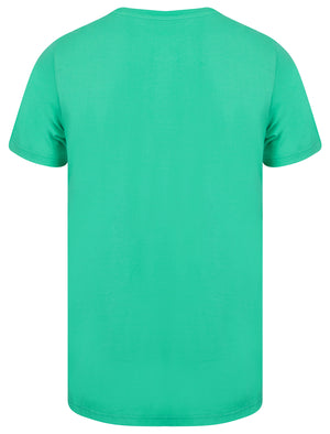 Texas Gasoline Motif Cotton Jersey T-Shirt in Aqua Green - South Shore