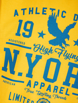 NYork Threads Motif Cotton Jersey T-Shirt in Golden Cream - South Shore