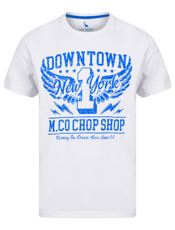 Downtown Motif Cotton Jersey T-Shirt in Bright White - South Shore