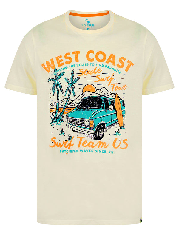 Surf Team Motif Cotton Jersey T-Shirt in Marshmallow White - South Shore