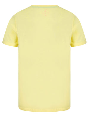 Surf Team Motif Cotton Jersey T-Shirt in Pastel Yellow - South Shore