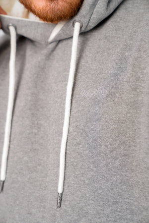 Vandenburg Pullover Hoodie with Borg Lined Hood In Mid Grey Marl - Tokyo Laundry