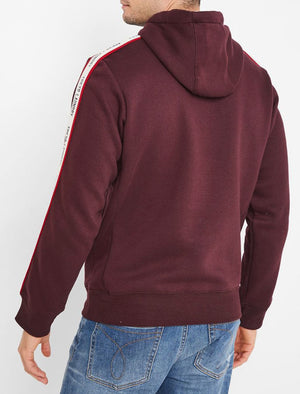 Willow Pines Pullover Hoodie with Tape Sleeve Detail In Winetasting - Tokyo Laundry