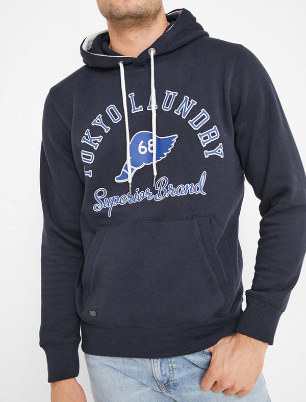 Nocona Brush Back Fleece Pullover Hoodie In Navy - Tokyo Laundry