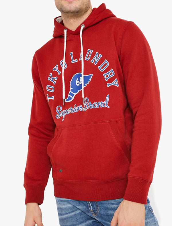 Nocona Brush Back Fleece Pullover Hoodie In Rio Red - Tokyo Laundry