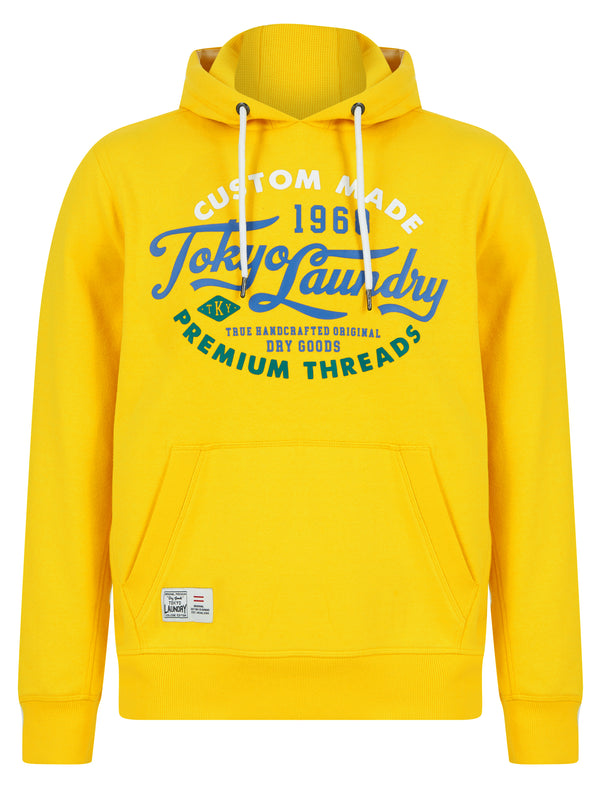 Bluesy Motif Brushback Fleece Pullover Hoodie in Mimosa Yellow - Tokyo Laundry