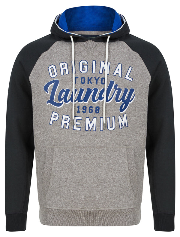 Surround Raglan Sleeve Brushback Fleece Pullover Hoodie in Light Grey Grindle - Tokyo Laundry
