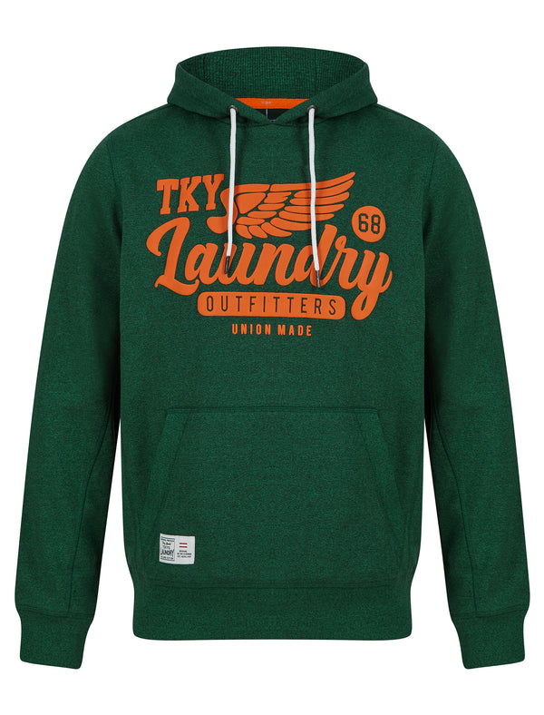 Fayle Motif Brushback Fleece Pullover Hoodie in Green Grindle - Tokyo Laundry