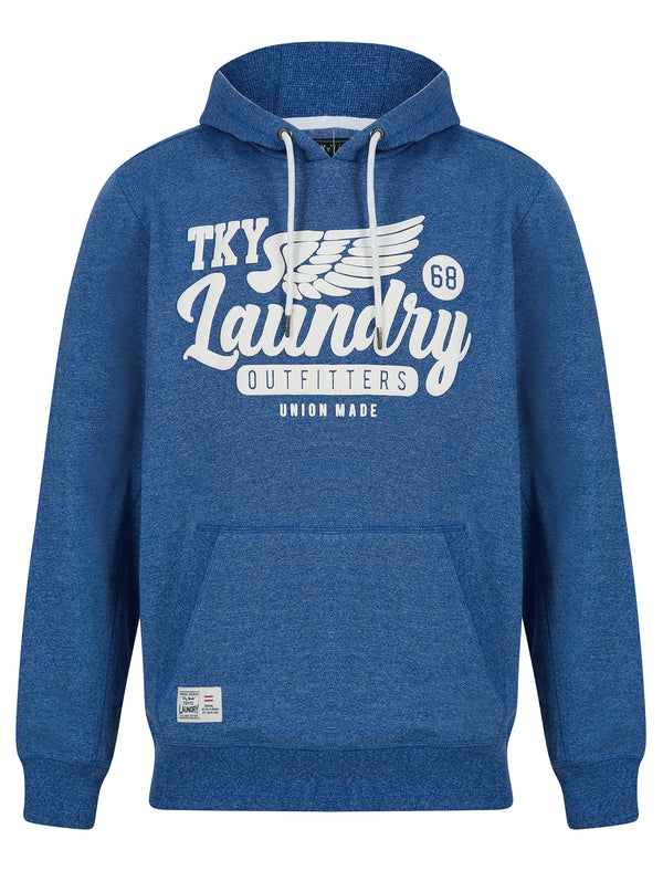Fayle Motif Brushback Fleece Pullover Hoodie in Light Blue Grindle - Tokyo Laundry