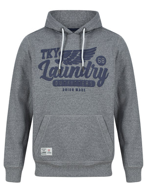 Fayle Motif Brushback Fleece Pullover Hoodie in Light Grey Grindle - Tokyo Laundry