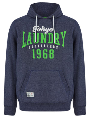 Search Motif Brushback Fleece Pullover Hoodie in Navy Grindle - Tokyo Laundry