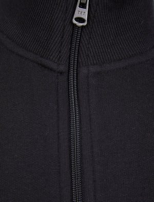 Bloomfield Quarter Zip Funnel Neck Pullover Sweat in Jet Black - Tokyo Laundry