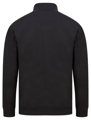 Bloomfield Quarter Zip Funnel Neck Pullover Sweat in Jet Black - Tokyo Laundry