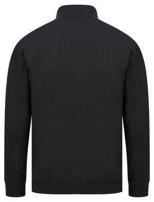 Bloomfield Quarter Zip Funnel Neck Pullover Sweat in Jet Black - Tokyo Laundry