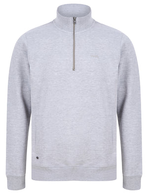 Solimba Quarter Zip Funnel Neck Pullover Sweat in Light Grey Marl - Tokyo Laundry