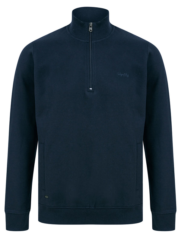 Solimba Quarter Zip Funnel Neck Pullover Sweat in Sky Captain Navy - Tokyo Laundry