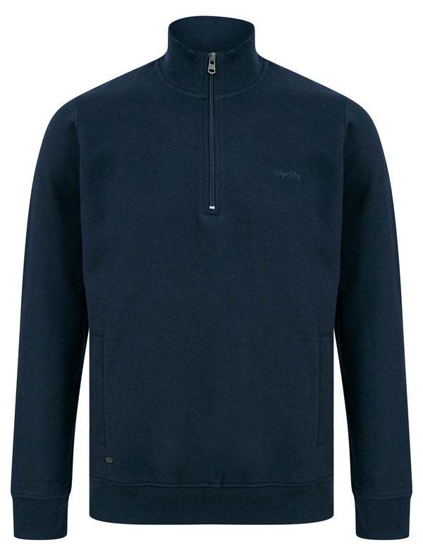 Bloomfield Quarter Zip Funnel Neck Pullover Sweat in Sky Captain Navy - Tokyo Laundry