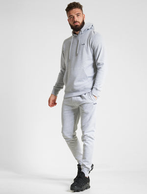 Palace Matching 2pc Hoody & Jogger Brushback Fleece Co-rd Set in Light Grey Marl - Tokyo Laundry