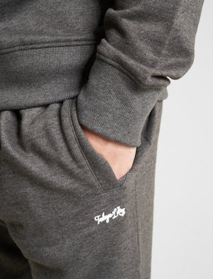 Grate Matching 2pc Sweatshirt & Jogger Brushback Fleece Co-rd Set in Charcoal Marl - Tokyo Laundry