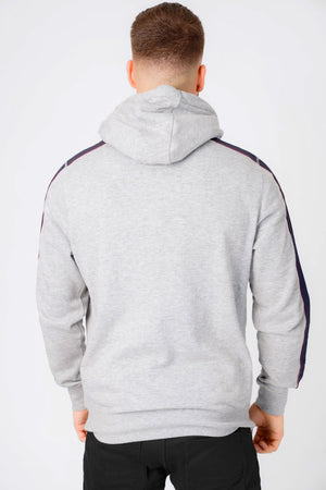Hennessey Zip Through Hoodie With Tape Sleeve Detail In Light Grey Marl - Tokyo Laundry