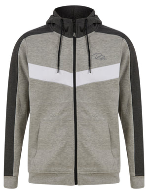 Forseti Zip Through Hoodie with Chevron Detail in Light Grey Marl - Dissident
