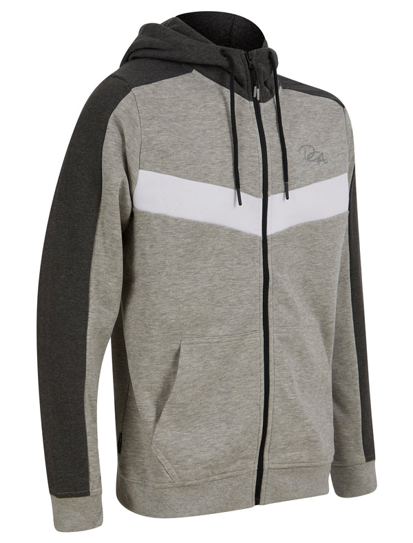 Forseti Zip Through Hoodie with Chevron Detail in Light Grey Marl - Dissident