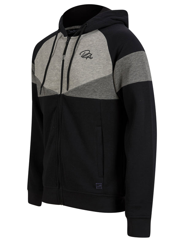 Bifrost Colour Block Zip Through Hoodie in Jet Black - Dissident
