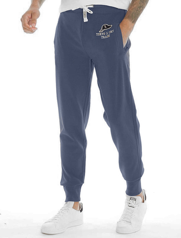 Pollow Brushback Fleece Cuffed Joggers in Vintage Indigo - Tokyo Laundry