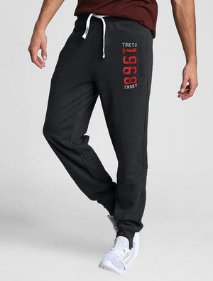 Nayfield Brushback Fleece Cuffed Joggers in Charcoal Marl - Tokyo Laundry