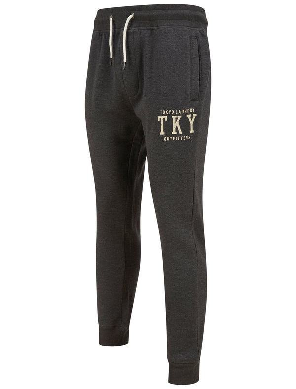 Frozen Brushback Fleece Cuffed Joggers in Charcoal Marl - Tokyo Laundry