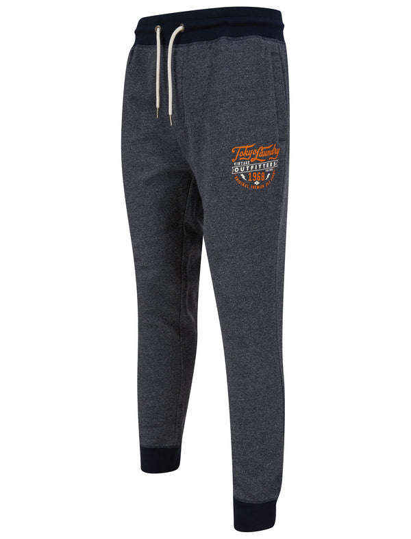 Bannering Brushback Fleece Cuffed Joggers in Navy Grindle - Tokyo Laundry