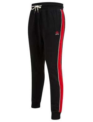 Invidia Cuffed Joggers with Colour Block Side Panels in Jet Black - Tokyo Laundry