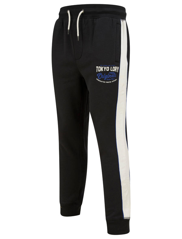 Travel Cuffed Joggers with Tape Detail in Jet Black - Tokyo Laundry