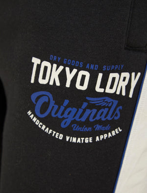 Travel Cuffed Joggers with Tape Detail in Jet Black - Tokyo Laundry