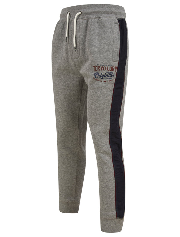 Travel Cuffed Joggers with Tape Detail in Mid Grey Marl - Tokyo Laundry