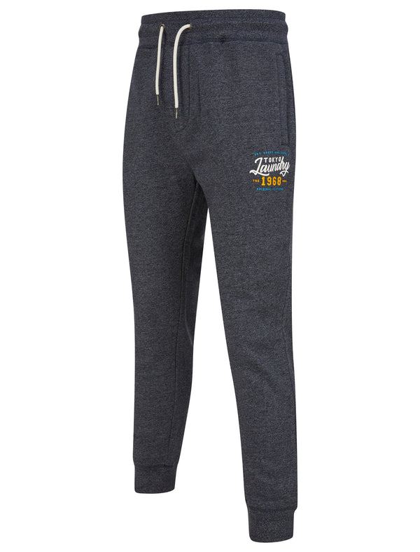 Intent Brushback Fleece Cuffed Joggers in Navy Grindle - Tokyo Laundry