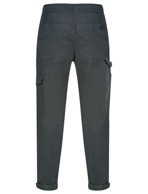 Anza Stretch Cotton Twill Cuffed Cargo Jogger Pants with Pockets in Asphalt Grey - Tokyo Laundry