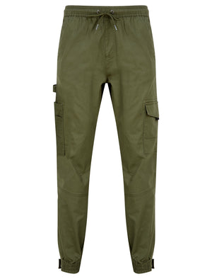 Anza Stretch Cotton Twill Cuffed Cargo Jogger Pants with Pockets in Dusty Olive - Tokyo Laundry