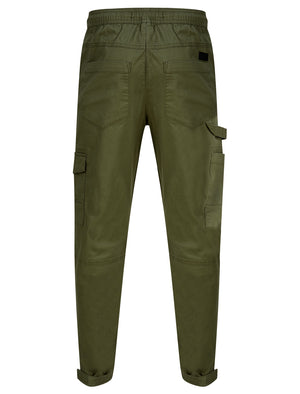 Anza Stretch Cotton Twill Cuffed Cargo Jogger Pants with Pockets in Dusty Olive - Tokyo Laundry